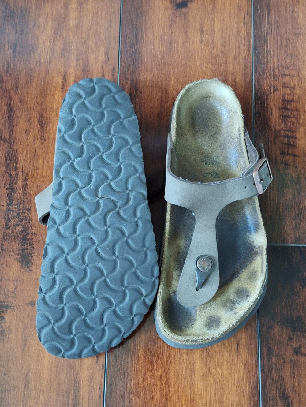 Birkenstock Gizeh Brown Taupe Thong Sandals EU 36 US 5-5.5 UK 3 Comfort Footbed - Picture 7 of 7